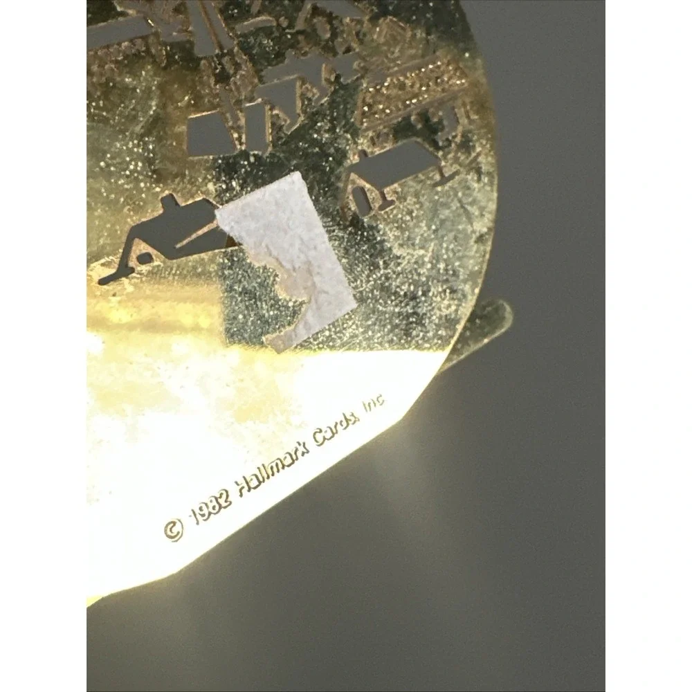 Hallmark 1982 3D Brass Sleigh Ride Gold Tone Christmas Ornament